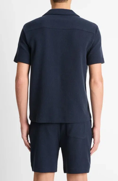 Vince Cotton Blend Boucle Regular Fit Button Down Camp Shirt
