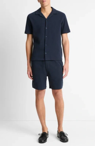 Vince Cotton Blend Boucle Regular Fit Button Down Camp Shirt