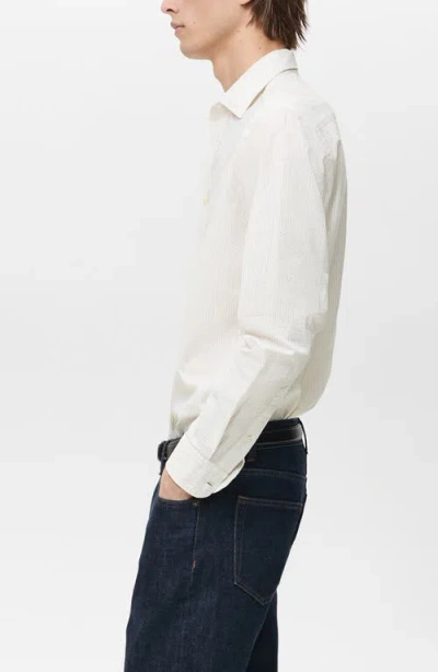 Mango Regular Fit Stripe Seersucker Button-up Shirt