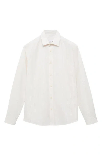 Mango Regular Fit Stripe Seersucker Button-up Shirt