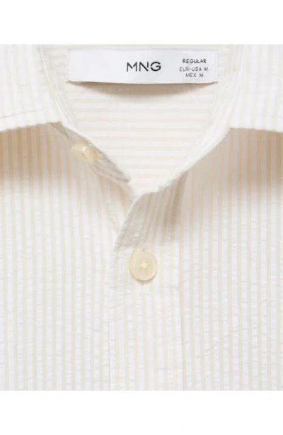 Mango Regular Fit Stripe Seersucker Button-up Shirt