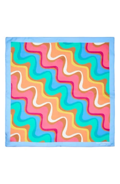 Kurt Geiger London Wavy Stripe Print Silk Square Scarf