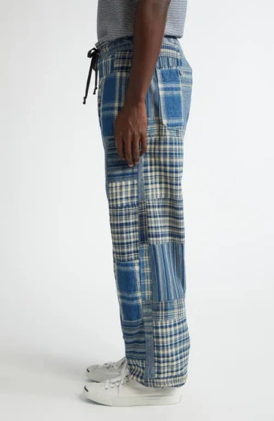 Double Rl Indigo Patchwork Cotton & Linen Drawstring Pants