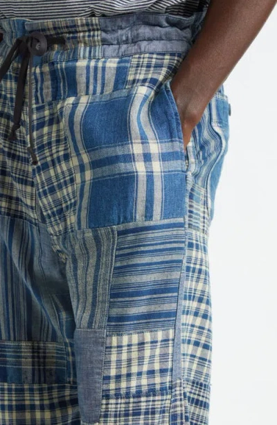 Double Rl Indigo Patchwork Cotton & Linen Drawstring Pants