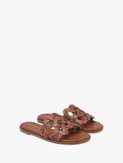 Gianvito Rossi Open Weave Leather Slide Sandals