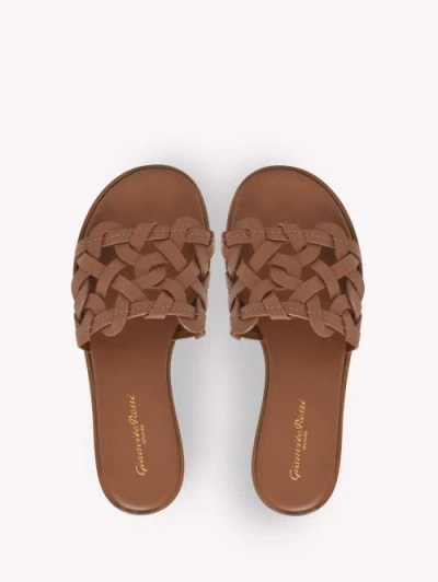 Gianvito Rossi Open Weave Leather Slide Sandals