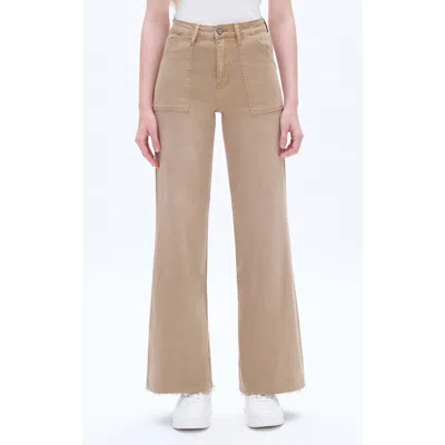 Bayeas Raw Hem High Waist Utility Wide Leg Jeans