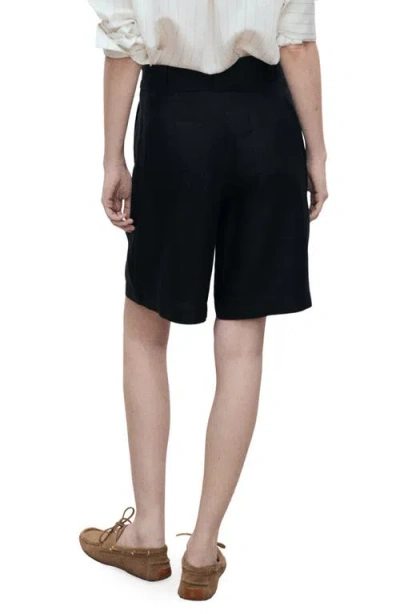 Shop Mango Samari Belted Linen Bermuda Shorts