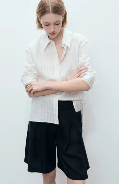 Mango Samari Belted Linen Bermuda Shorts