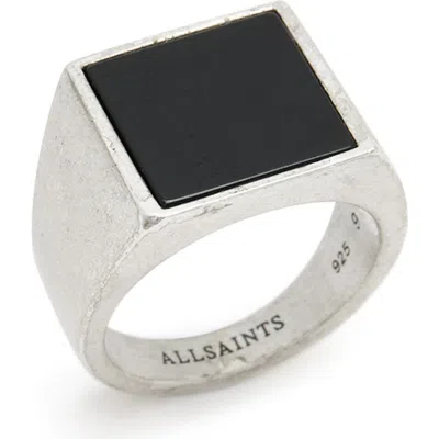 ALLSAINTS BLACK ONYX SIGNET RING 