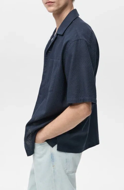 Mango Textured Cotton Bowling Shirt