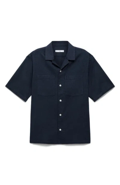 Mango Textured Cotton Bowling Shirt
