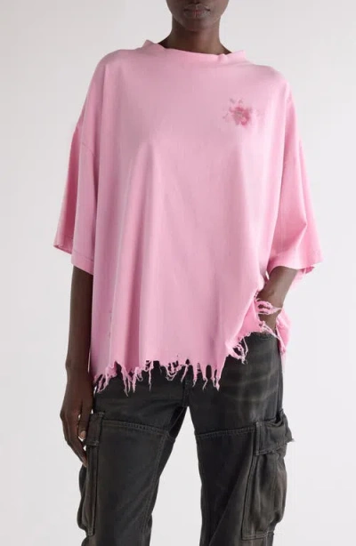 Balenciaga Nail Polish Distressed Crop Logo Graphic T-shirt