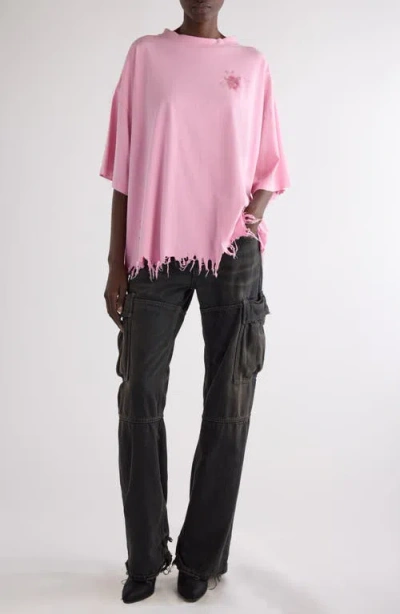 Balenciaga Nail Polish Distressed Crop Logo Graphic T-shirt