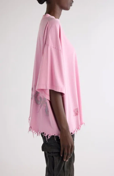 Balenciaga Nail Polish Distressed Crop Logo Graphic T-shirt