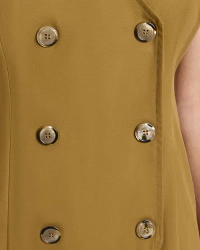 Santorelli Dee Sleeveless Double Breasted A-line Dress With Asymmetric Skirt Panel In Stretch Cotton