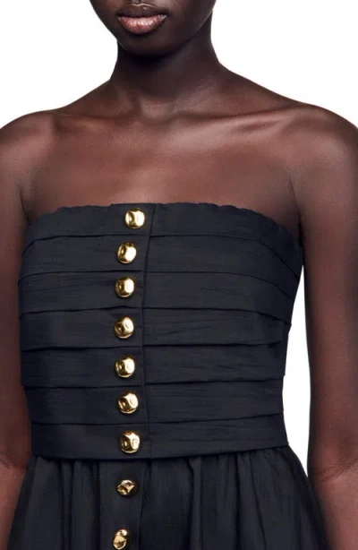 Sandro Cotton-blend Bandeau Midi Dress