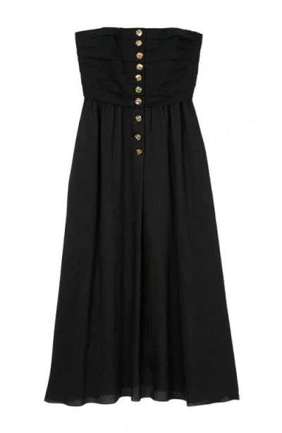 Sandro Cotton-blend Bandeau Midi Dress