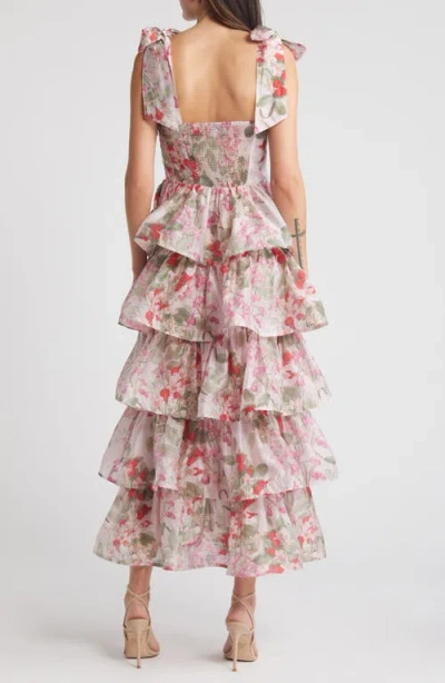 & Other Stories Floral Tie Strap Tiered Midi Dress