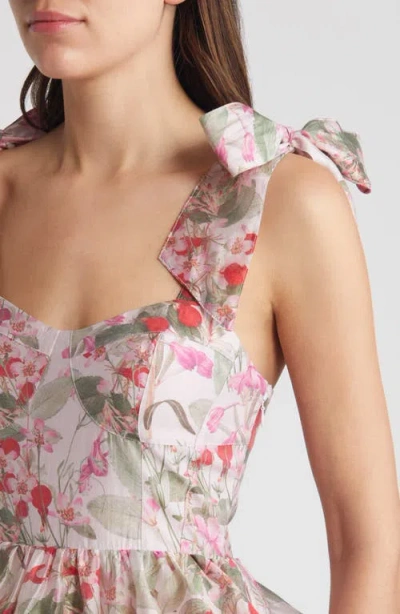 & Other Stories Floral Tie Strap Tiered Midi Dress