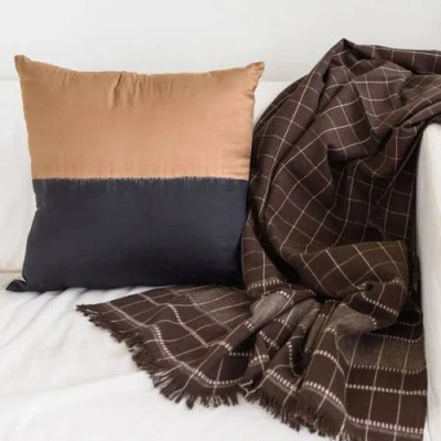Studio Variously Kala Black & Gold Color Block Mulberry Silk Pillow