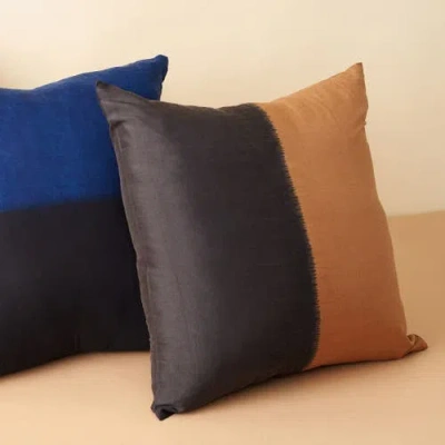 Studio Variously Kala Black & Gold Color Block Mulberry Silk Pillow