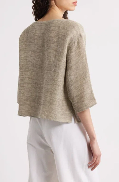 Eileen Fisher Bateau Neck Boxy Linen Blend Top