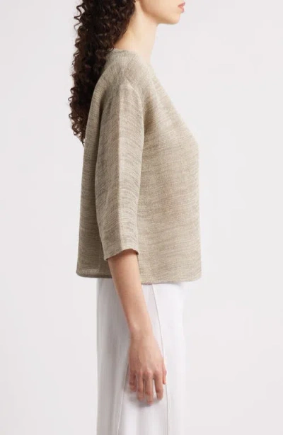 Eileen Fisher Bateau Neck Boxy Linen Blend Top