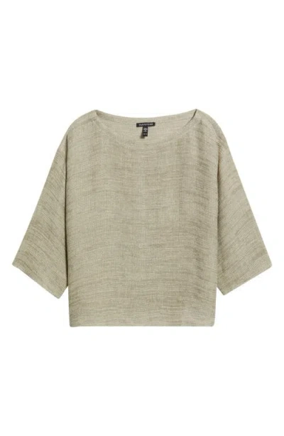 Eileen Fisher Bateau Neck Boxy Linen Blend Top