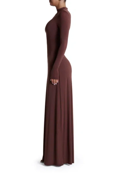 Naked Wardrobe Mock Neck Long Sleeve Maxi Dress