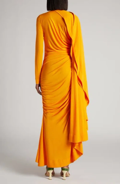 Bottega Veneta Draped Matte Viscose Jersey Cape Maxi Dress