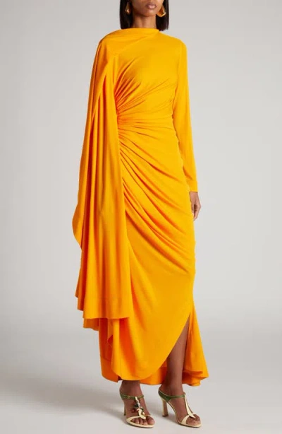 Bottega Veneta Draped Matte Viscose Jersey Cape Maxi Dress