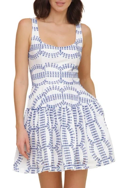Avec Les Filles Cotton Eyelet Fit & Flare Minidress