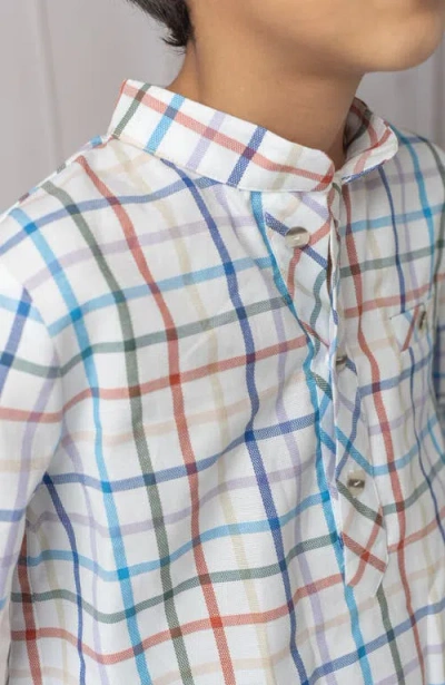 Petite Maison Kids Charlie Checkered Mandarin Collar Shirt