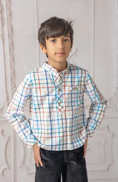 Petite Maison Kids Charlie Checkered Mandarin Collar Shirt