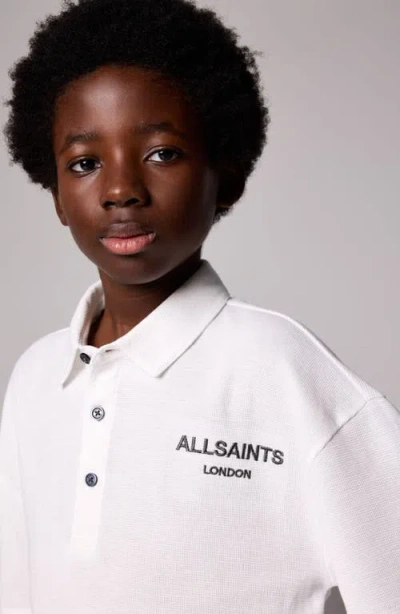 Smallsaints By Allsaints Kids' Oversize Logo Embroidered Waffle Polo