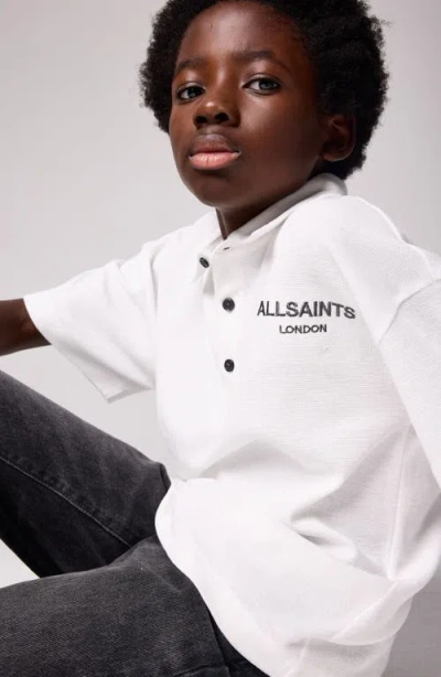 Smallsaints By Allsaints Kids' Oversize Logo Embroidered Waffle Polo
