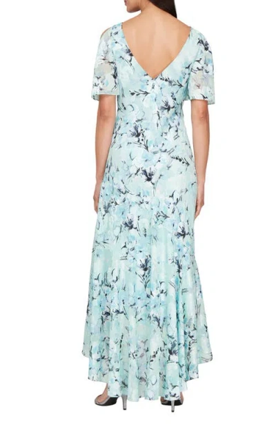 Alex Evenings Floral High-low Chiffon Gown