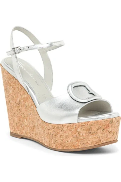 Santoni Nizza Metallic Buckle Wedge Platforms In Multi
