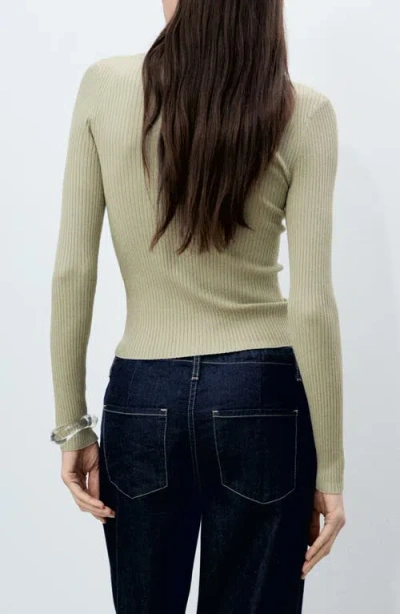 Mango Scoop Neck Crop Rib Sweater