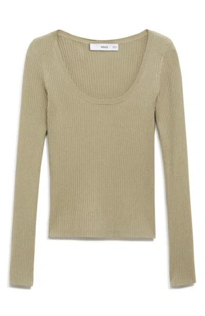 Mango Scoop Neck Crop Rib Sweater