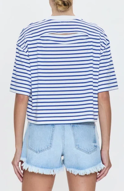 Pistola Mae Cropped Boxy Top In Maritime White Stripe In Multi