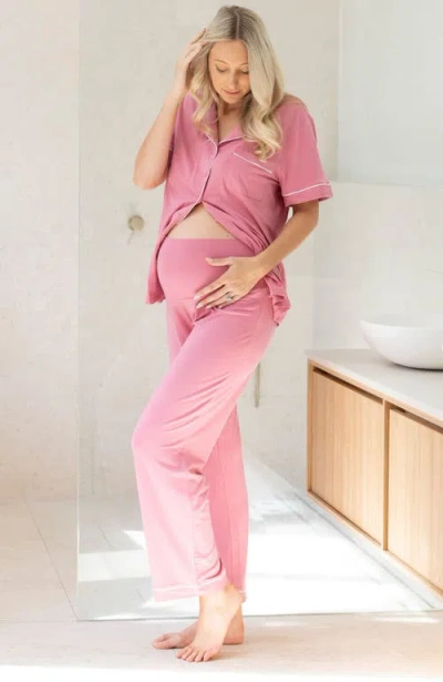 Angel Maternity Maternity And Nursing Button Front Pajama Set