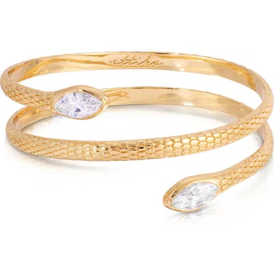 Ettika Marquise Cubic Zirconia Coiled Bangle Bracelet