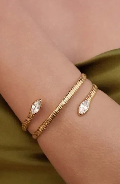 Ettika Marquise Cubic Zirconia Coiled Bangle Bracelet