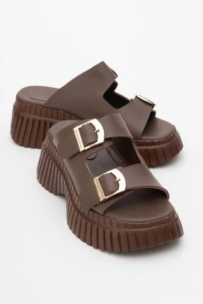 Forever & Always Shoes Joanes Leather Two-strap Platform Sandal