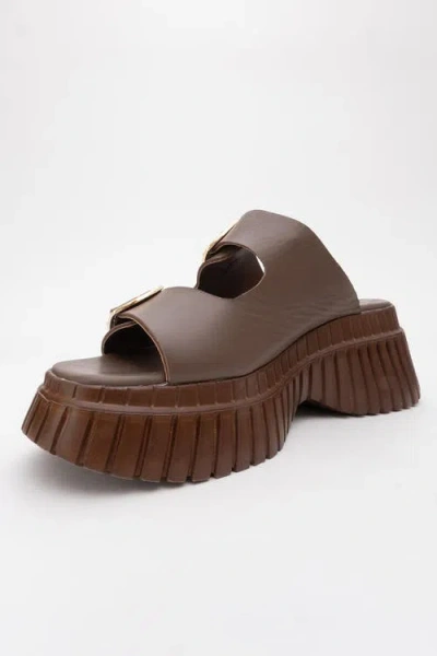 Forever & Always Shoes Joanes Leather Two-strap Platform Sandal