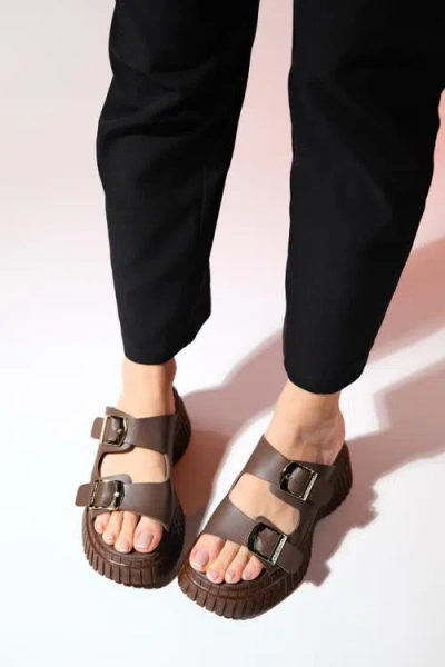 Forever & Always Shoes Joanes Leather Two-strap Platform Sandal