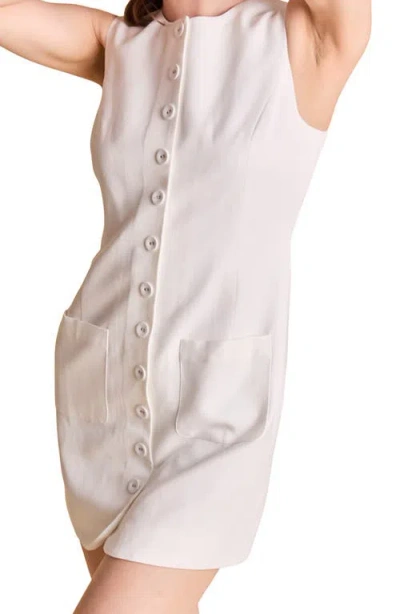 Endless Rose Button Front Sleeveless Linen Blend Minidress