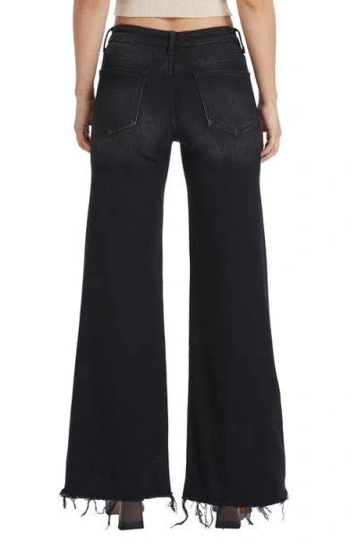 Bayeas Frayed Exposed Button Mid Rise Wide Leg Jeans